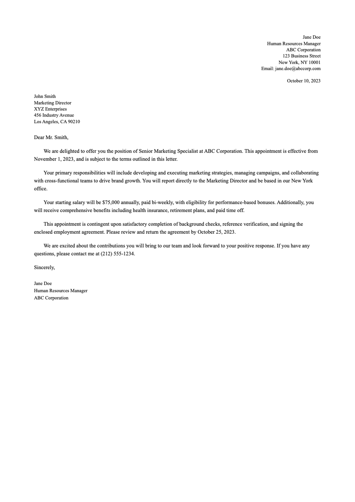 Professional appointment request cover letter with watercolor design_variant_1